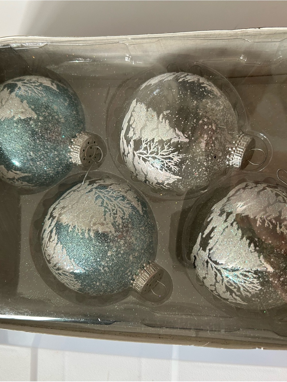 Jaclyn Smith Holiday Ornament Set - Silver & Teal Decorative Baubles
